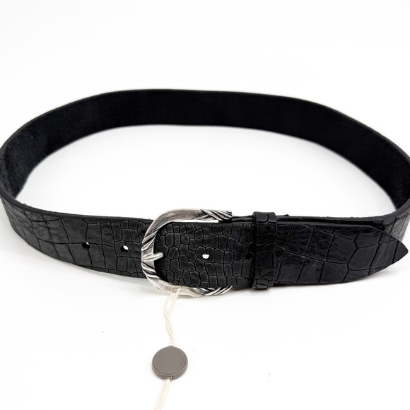 Orciani Handmade Crocodile Emobossed Matte Leather Italian Made Black Belt, XS - Picture 11 of 14